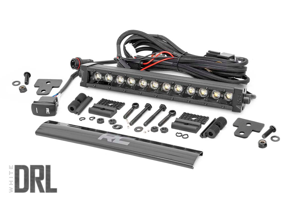 LED Light | Bumper Mount | 12" Black Single Row | White DRL | 97004