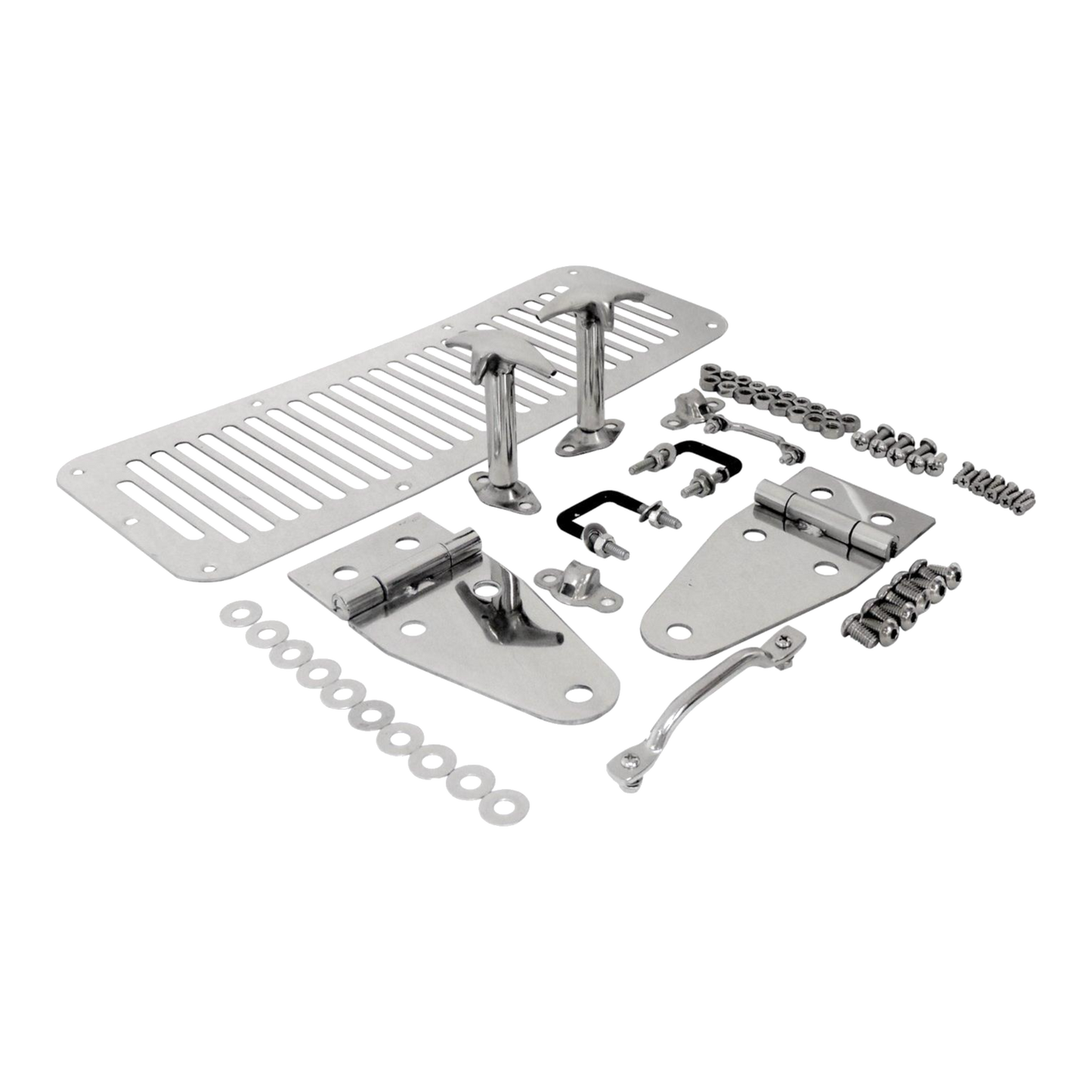 78-95 Jeep CJ & YJ Wrangler Stainless Hood Kit 488499 RT34013 11101.01