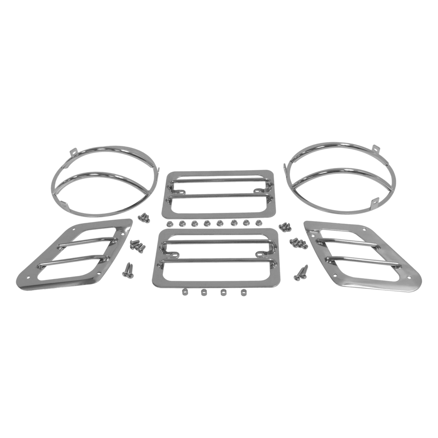 97-06 Jeep TJ Wrangler Stainless Steel Euro Front Light Guard Kit 5480 RT34054