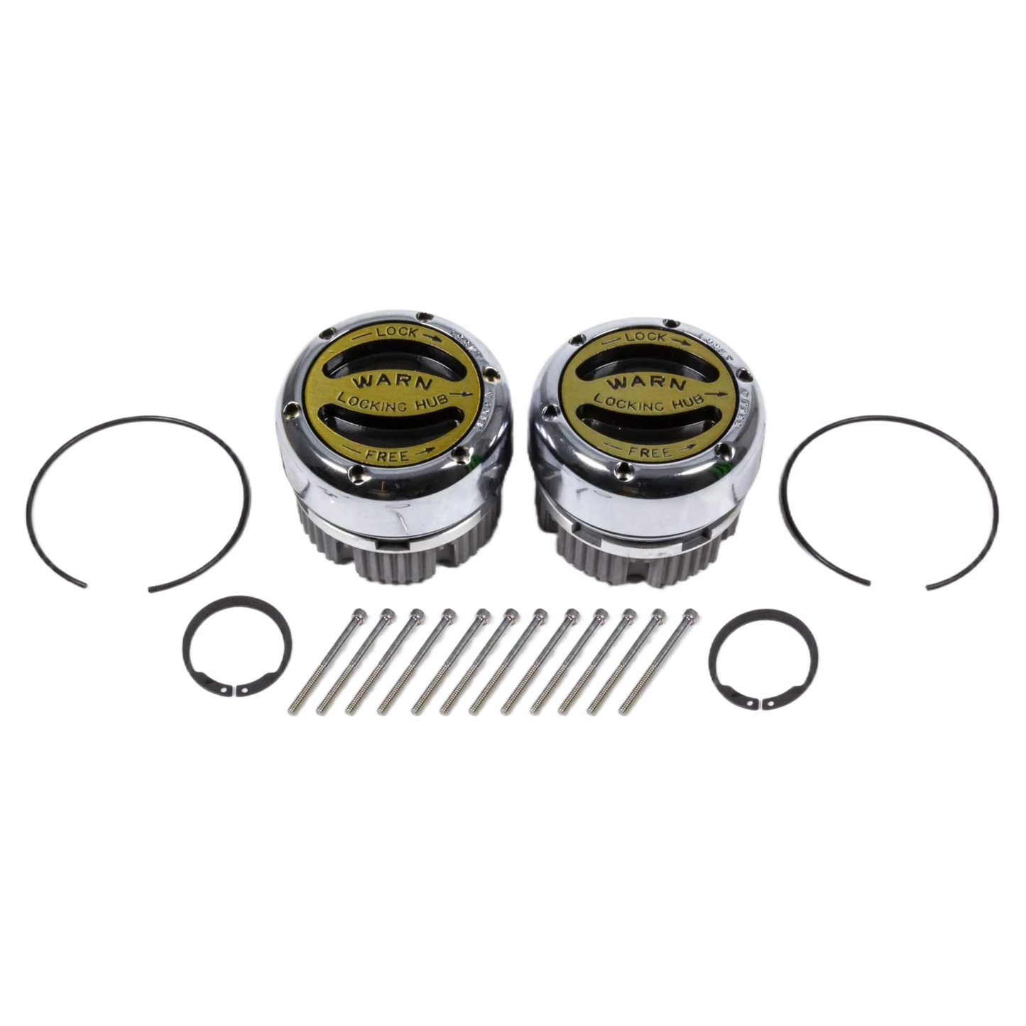 WARN 20990 Premium Manual Locking Hub with Zinc Aluminum Alloy Dial, Dual Seals and 19 Splines, Chrome, 1 Pair