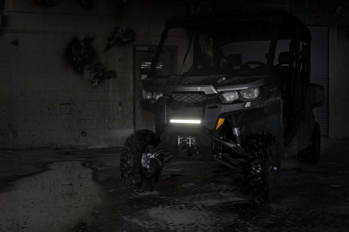 LED Light | Bumper Mount | 12" Black Single Row | White DRL | 97004