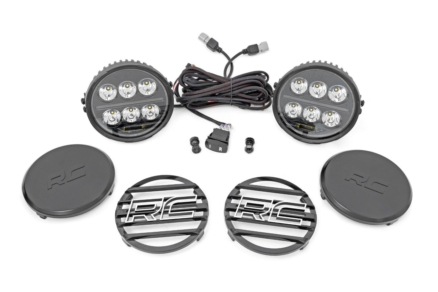 Black Series Halo LED Light Pair | White/Amber DRL | 6.5 Inch | Round 70805A