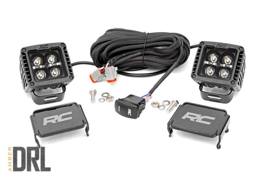 2 Inch Black Series LED Light Pods | Spot | Square |  Amber DRL 70903BLKDRLA