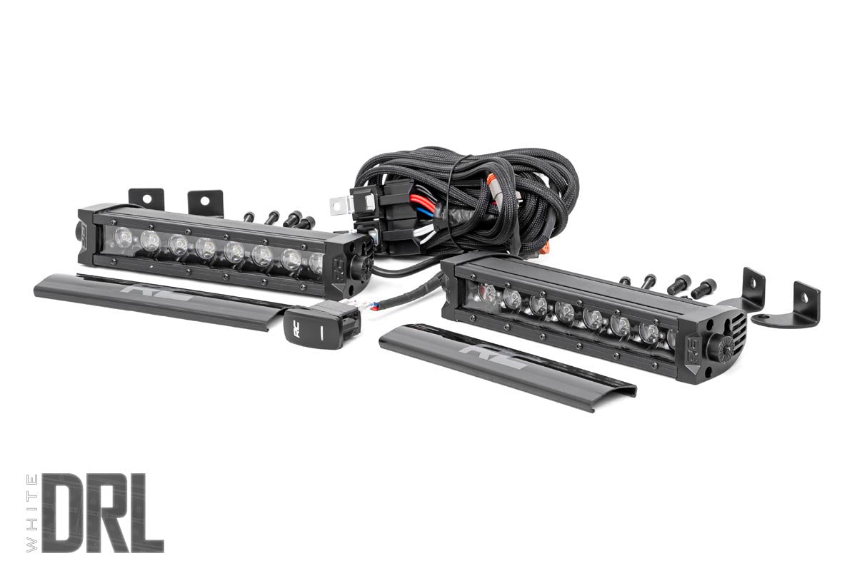 8 Inch Black Series LED Light Bar | Single Row | Cool White DRL | Pair 70728BLDRL