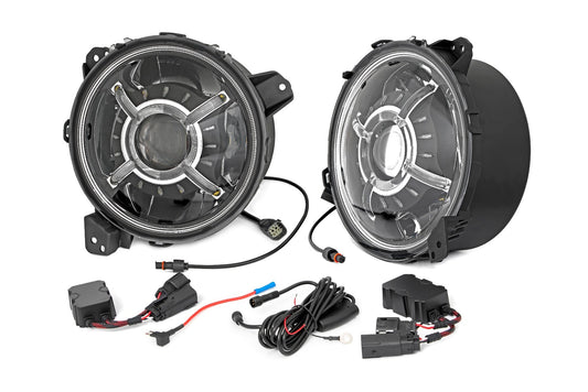 9 Inch LED Headlights Fits 2018–2026 Jeep Wrangler JL & Gladiator | Rough Country| DOT Approved Projection Headlights | RCH1500