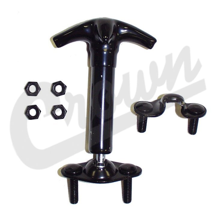 Black Rubber-Coated Hood Catch Kit for 41-95 Willys MB Jeep CJ & YJ | HC4 | PORC Off Road Products
