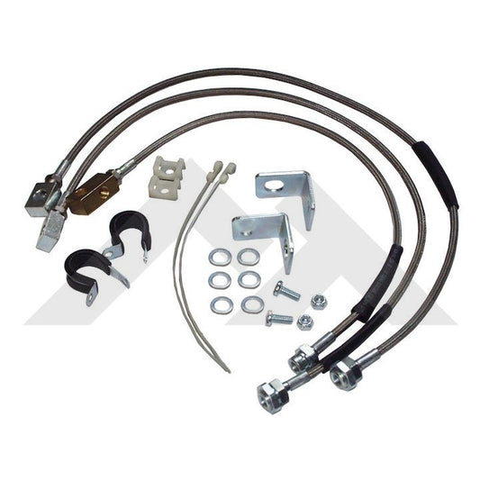 Braided Stainless Steel Brakeline Kit 7425 RT31015  fits 84–06 Jeep YJ, TJ, XJ, ZJ