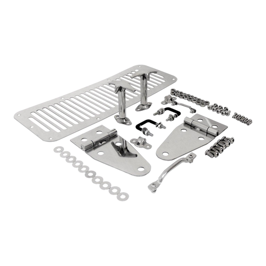 78-95 Jeep CJ & YJ Wrangler Stainless Hood Kit 488499 RT34013 11101.01