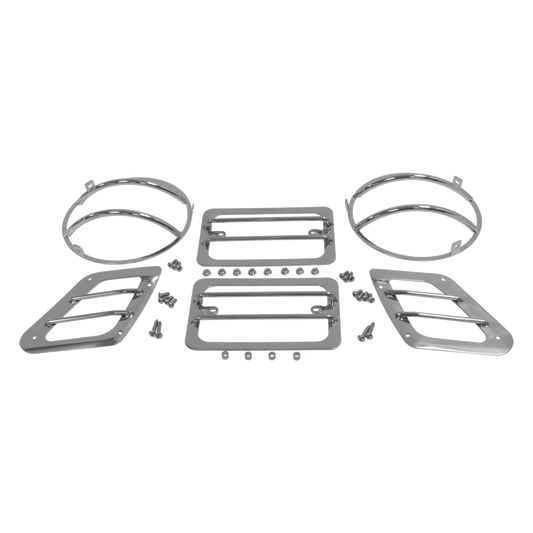 97-06 Jeep TJ Wrangler Stainless Steel Euro Front Light Guard Kit 5480 RT34054