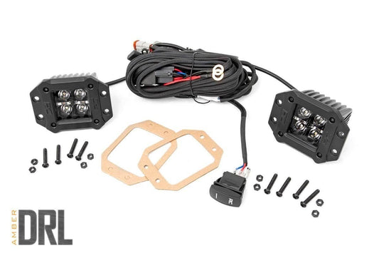 2 Inch Black Series LED Light Pods | Flush Mount | Amber DRL 70803BLKDRLA