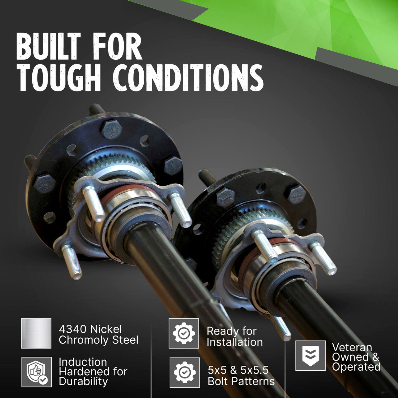 2007-18 Wrangler JK Dana 44 4340 Chromoly 30 Spline Discovery Series Rear Axle Kit Revolution Gear