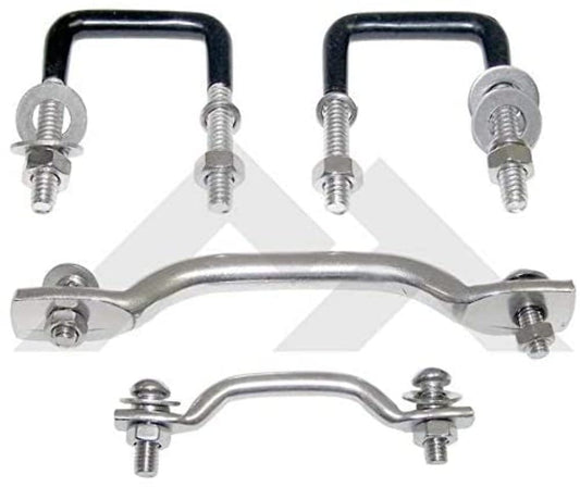 55–95 Jeep CJ5,6,7,8 / YJ Wrangler Windshield Tie Down Kit (Stainless) RT34019