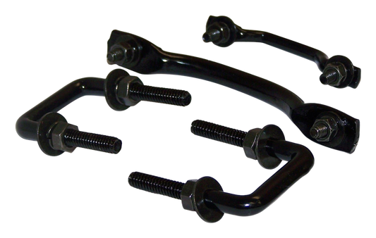 Windshield Tie Down Kit (Black) 11211.01 RT26022 fits 55–95 Jeep CJ5, CJ6, CJ7, CJ8, Wrangler YJ